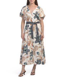 AYLAYA Hibiscus Linen Blend Sorrento Dress